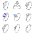 925 Sterling Silver Heart Ring - Natural Purple Opal Guardian Hands Adjustable Ring for Women Valentine's Day Gift Fine Jewelry