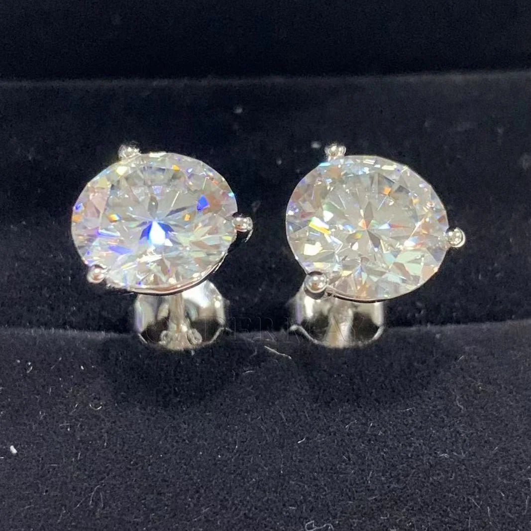 3 Prongs D VVS  Moissanite Stud Earrings Pass Diamonds Tester S925 Women Engagement Wedding Jewelry