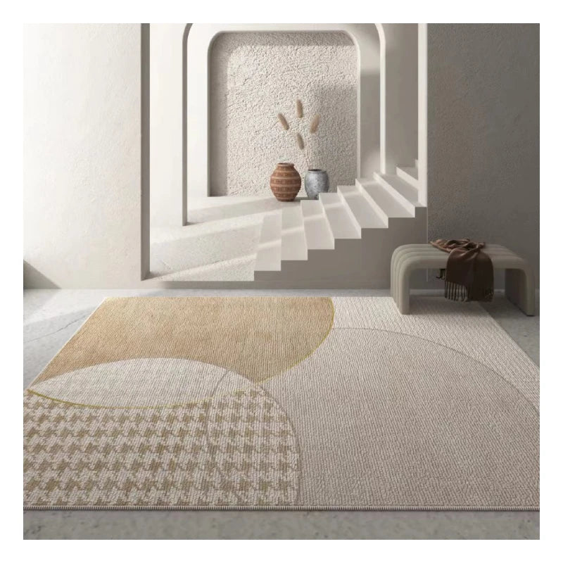 R STAR Nordic-Style Simple Luxury Boho Handmade Square Polyester Carpet Customized Size Machine-Washable Cushioned Non-Slip