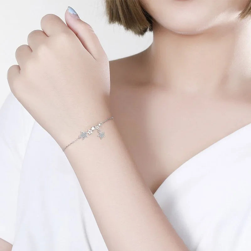 Yh Jewellery 2025 New Design Chain Jewelry Star Charms Bracelets 925 Sterling Silver Zircon Bracelet for Girls Gift