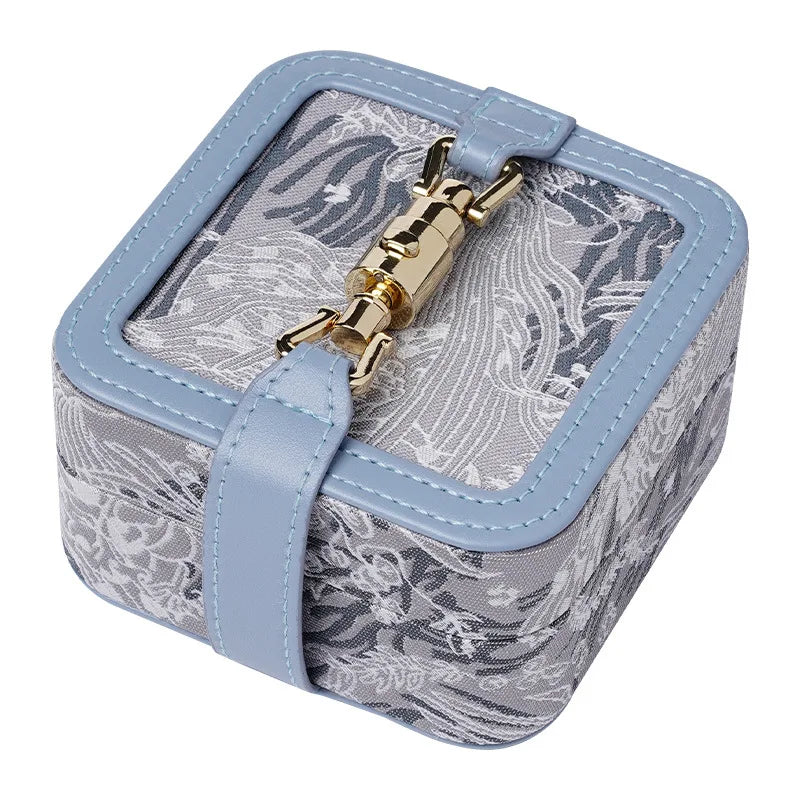 Jewelry Box with Embroidered logo Small Jewelry Box Embroidered Mini Cute Mini Floral Embroidered Jewelry Box