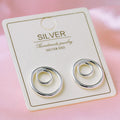 925 Silver Jewelry All-Match Exquisite Double Circle Stud Earrings Trendy Style for Wedding Party or Gift