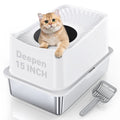 Stainless Steel Rectangle Cat Litter Box Customized Color Hygienic Odor Control Eco-Friendly 64L Large Capacity Top Entry