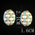 Classic Stainless Steel Drip Earrings Enamel Square Patchwork Black White Checkered Niche Design Women Stud Earrings