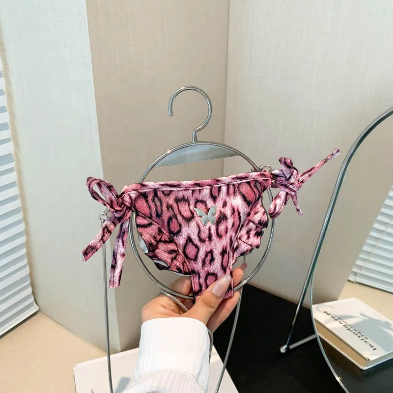 2025 New Fashion Clutch Purse for Women Unique Evening Bag Ladies Chain Shoulder Bags Knotted PU Leopard Wedding Party Handbag