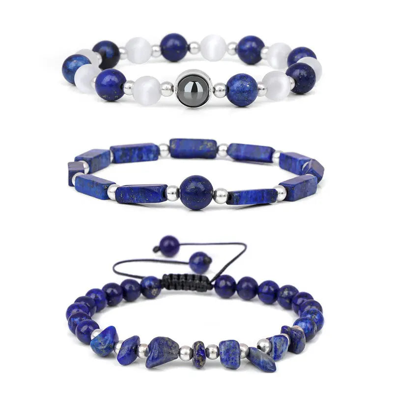Wholesale 3pcs/set Natural Stone Bracelet for Women Fashion Jewelry Handmade Braided Adjustable Beaded Bracelets Set