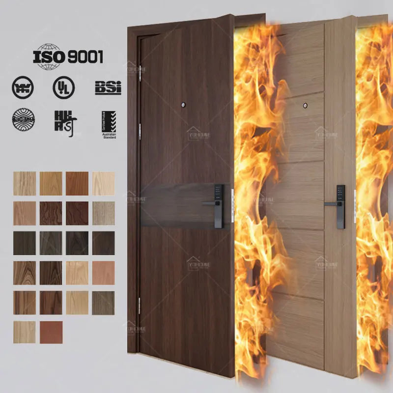 European Standard Eu Modern Interior Wood Fire Doors Hotel Apartment Security Timber Internal Fire Rated Doors