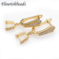 New Arrival 18K Gold Plated White CZ Paved Hook Earring Accessories for Pearl Stone DIY Earrings