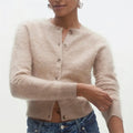 B2B Manufacturer Custom Knit Fuzzy Mohair Cardigan Knitwear Ladies Mink Brushed Wool Cashmere Cardigan Sweater for Women