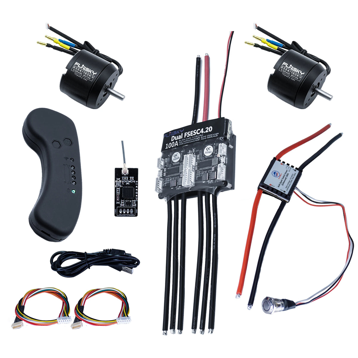Flipsky Group D9 Electric Skateboard Kit 280A Switch / Remote Controller / Dual ESC 4.2/ 6354 Motors