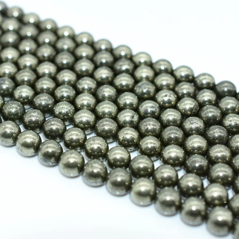 Wholesale 4/6/8/10/12mm Natural Pyrite Loose Gemstone Beads for DIY Jewelry