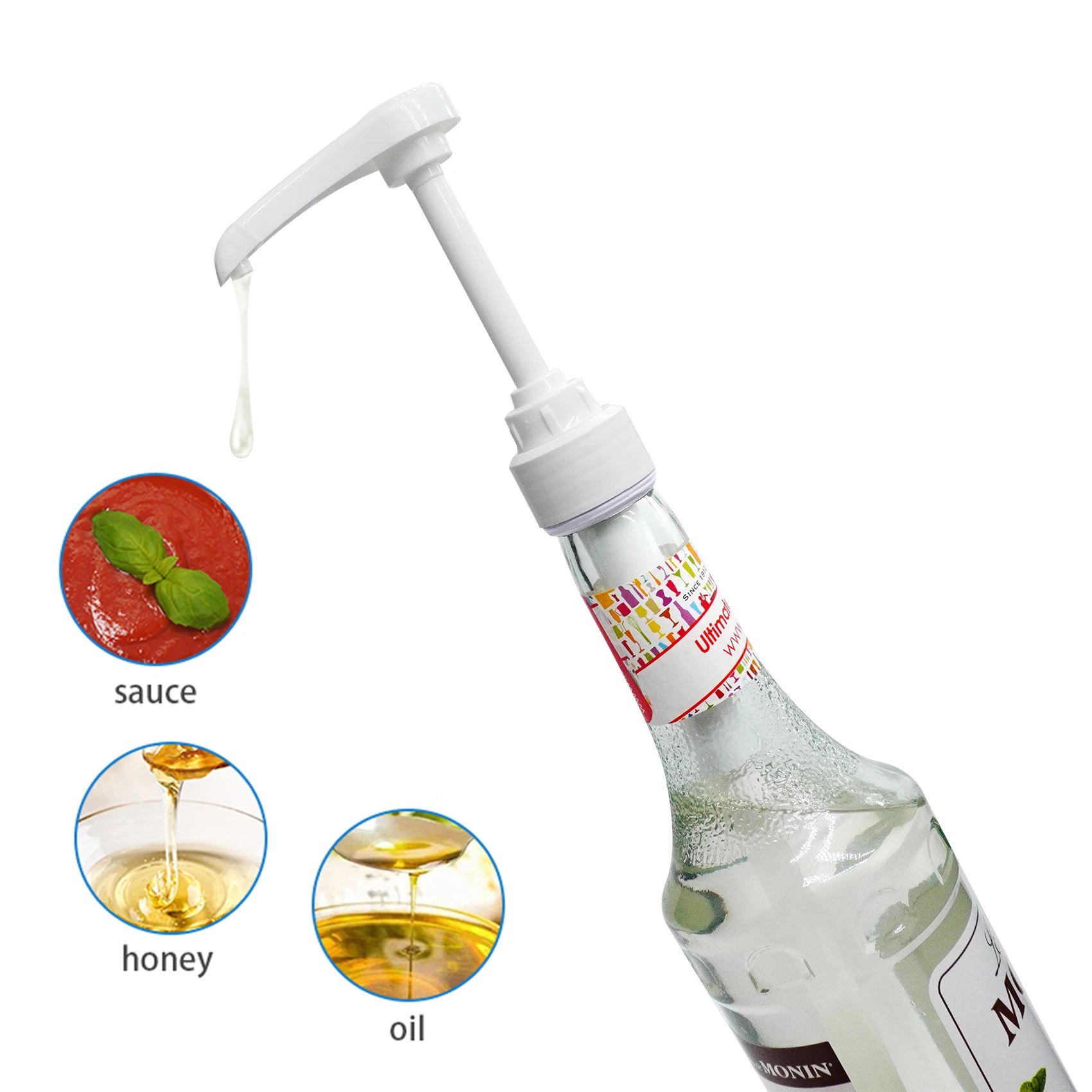 Food Grade Plastic Long Nozzle Syrup Bottle Pump Dispenser with Screw Cap Non-Spill Pump