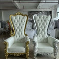 New Good Gold Decoration With PU Leather Cover Solid Wood Material High Back Princess King Lobby Chair Color Can Be Customized