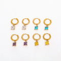 Fenny Waterproof Fashion Earring 18K Gold-plated Wholesale White Pink Blue Square Zirconia Stainless Steel Earring for Women