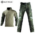 Han Ye Green and Black Camouflage Forest Uniform Tactical Outdoor Training Frog Suit