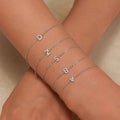 A to Z 26 Letter Full Diamond Charm Custom Initial Name 925 Sterling Silver Bracelets Women Girls