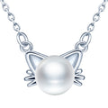 Necklace Pearls Top Quality Cute Cat Pearl Necklace with 925 Silver Chain