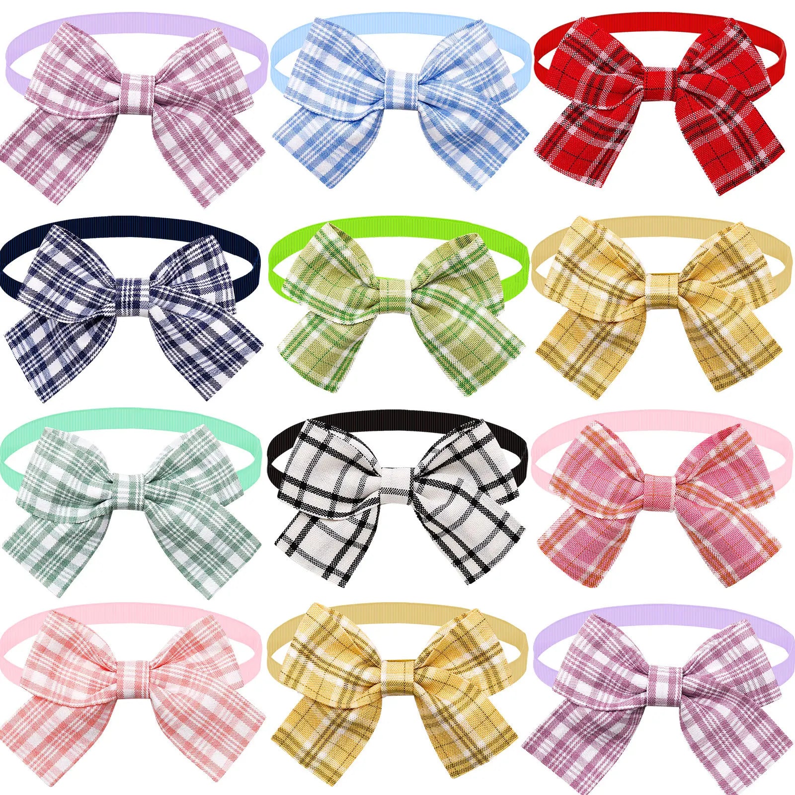 Hot Sale Grid Wholesale Custom Bowtie Adjustable Pet Dog Tie Collar Neck Bow Ties