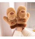 Cartoon Plush Mittens Students Teens Thickened Thermal Gloves Windproof Warm Snow Gloves