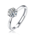 Adjustable Gra Certified R.GEM. Classic 925 Silver Prong Set Moissanite Rings Rhodium Plated 1ct Brilliant Cut Wholesale MegaBDM