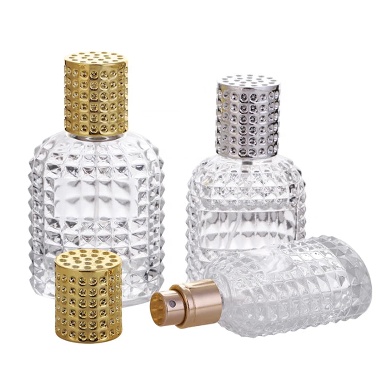 Professional Perfume Bottle Supplier Clear Luxury Gemstone 30ml 50ml Man Glass Perfume Bottles Empty
