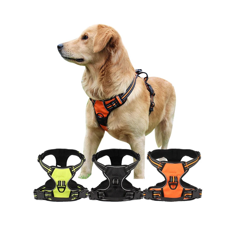 OEM/ODM Custom Top Seller Reflective Polyester Fashion Dog Walking Harness with Chest Straps for Large Dogs