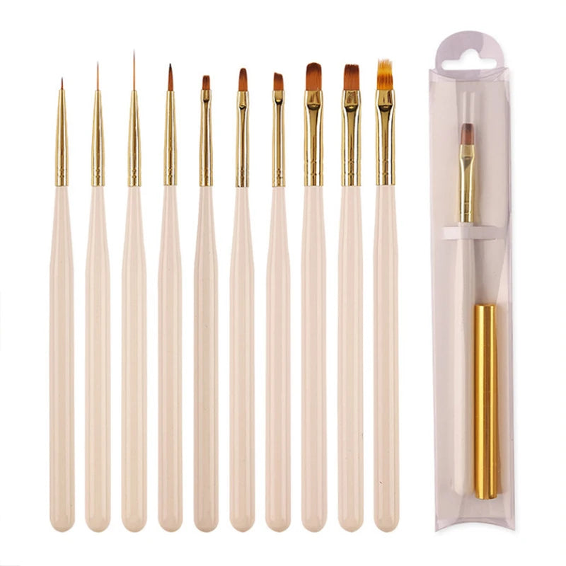 Customized Kolinsky Synthetic Nylon Matte Art Dotting Nail Brush Set Painting Uv Gel Liner Nail Brush
