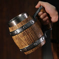 High-capacity Cup MCA04 Wooden Bucket Beer Mug Medieval Specialty Stainless Steel Cup for Bar Handgrip Beer Mug