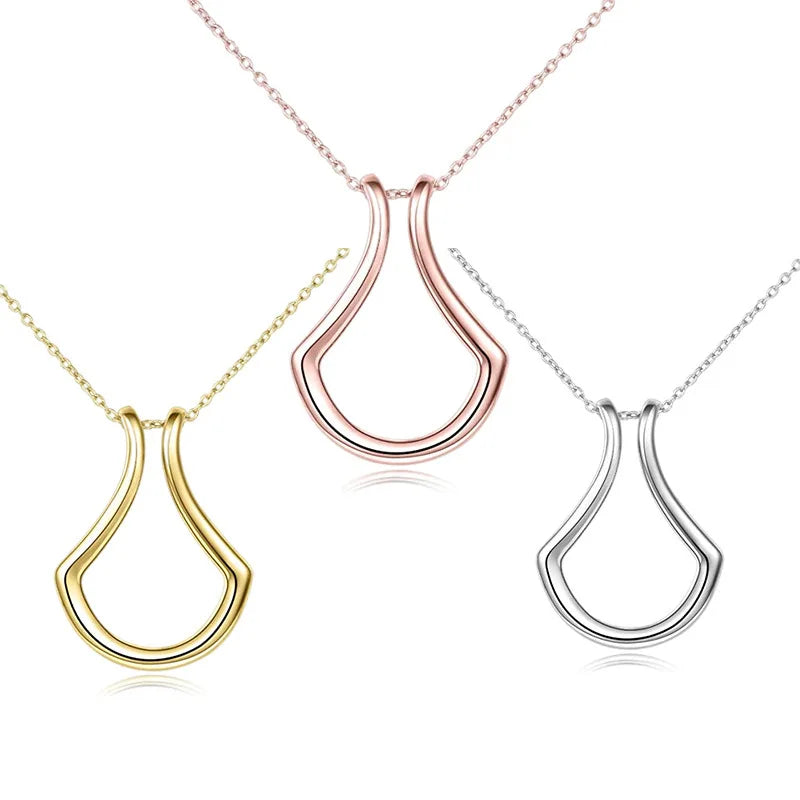 G1880 Wholesale Collier En Acier Inoxydable Stainless Steel Magic Keeper Open Sector Pendant Ring Holder Necklace Jewelry