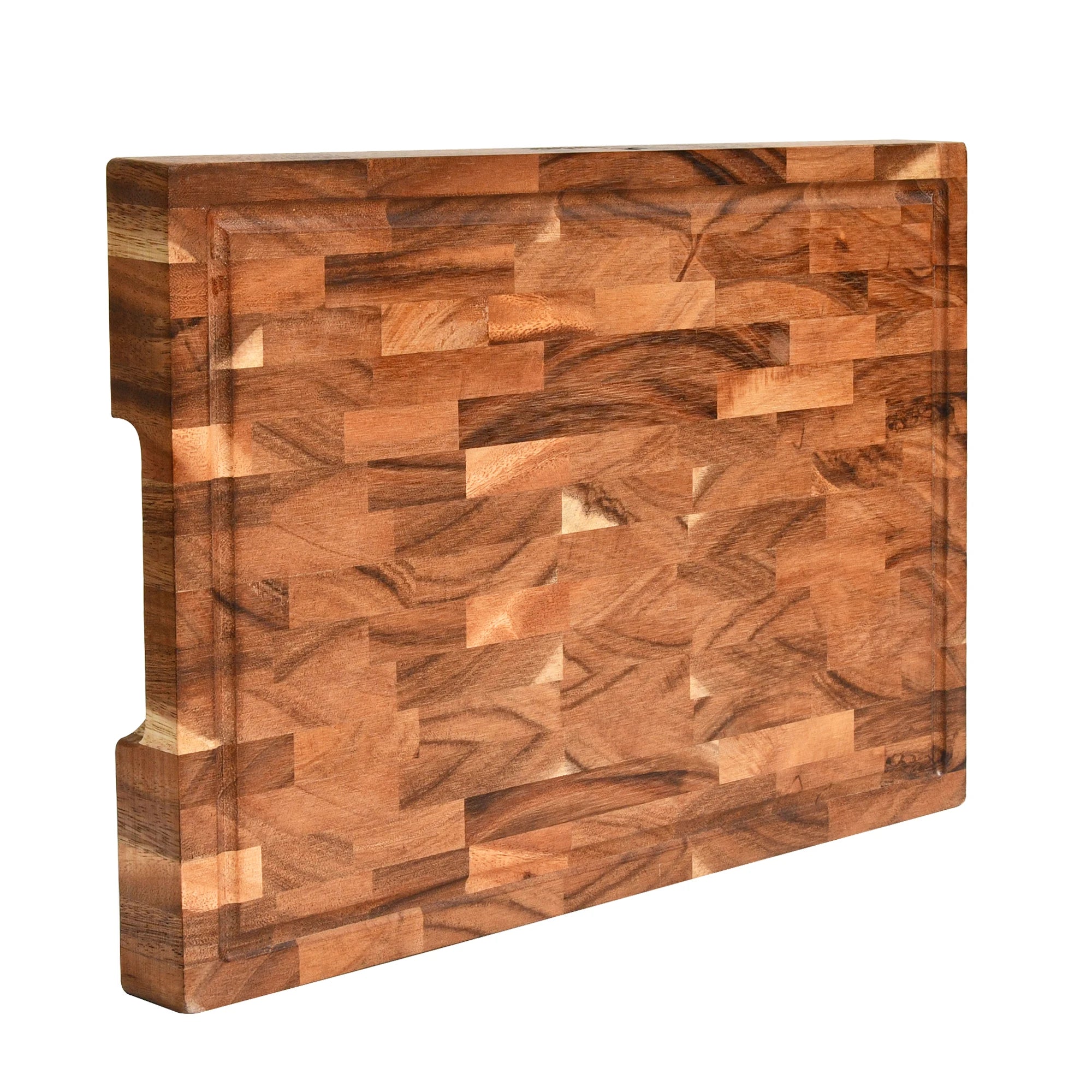 Large Walnut Wooden End Grain Kitchen Cutting Board for Reversible With Juice Groove and Handles