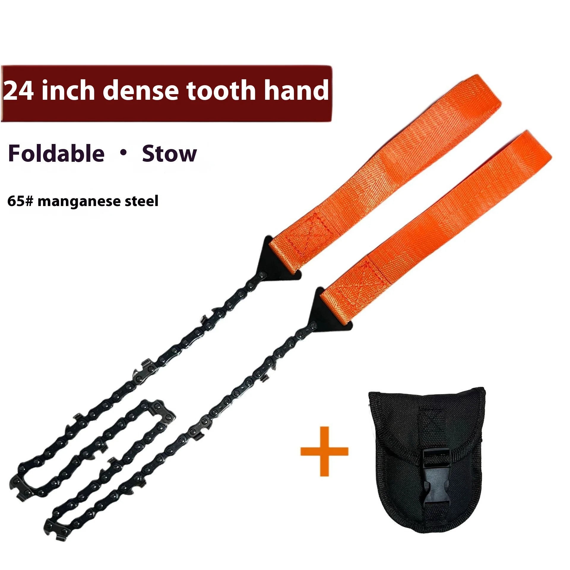 Portable 24-Inch Stainless Steel Chain Saw 11 Teeth Pocket Hand Tool for Garden Logging Camping & Survival for Outdoor Tours