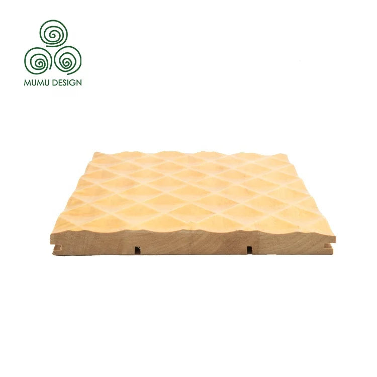 MUMU Indoor Door Fence Nordic Natural Color 3D Decor Solid Wood Round Panel for Furniture Design