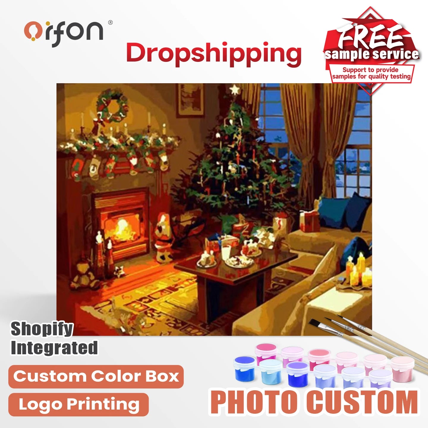 Orfon Dropshipping Paint by Numbers Kit for Beginner -  Christmas Living Room Art for Adult DIY Oil Painting Wholesale