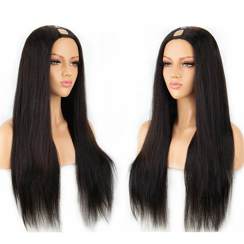 Wholesale Real Cheap 100% Virgin Human Hair V Part Wigs Machine Made U Part Brazilian Human Hair Glueless Straight Wig Vendor