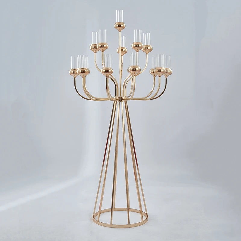 13-arm and 16-arm Gold Metal Candlestick for Wedding Centerpiece Stage Decoration