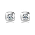 Exquisite Round Brilliant Cut Bezel Square Single Stone VVS Moissanite 0.1ct 3mm 925 Sterling Silver Stud Earrings for Women