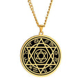 HLSS496 Hexagram Magic Pentagram Rune Charm Six Pointed Star Amulet Talisman Laser Cut Stainless Steel Pendant Necklace