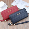 Custom Ladies Long Wallet Zip Around Cash Budget Wallet PU Leather Cash Envelop Women Wallet