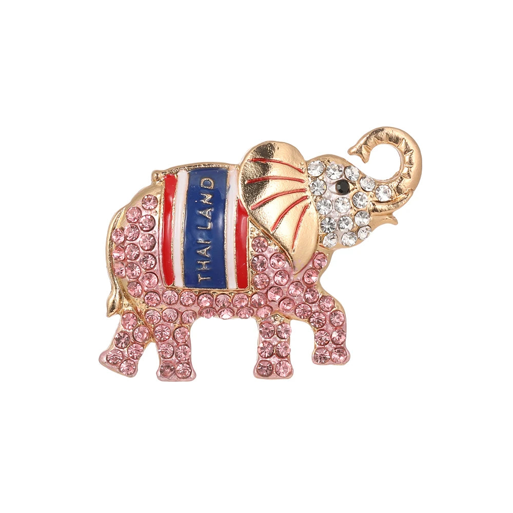 Hot Sale Gold Plated Crystal Elephant Brooch Pin Women Enamel Flag of Thailand Elephant Brooch Jewelry