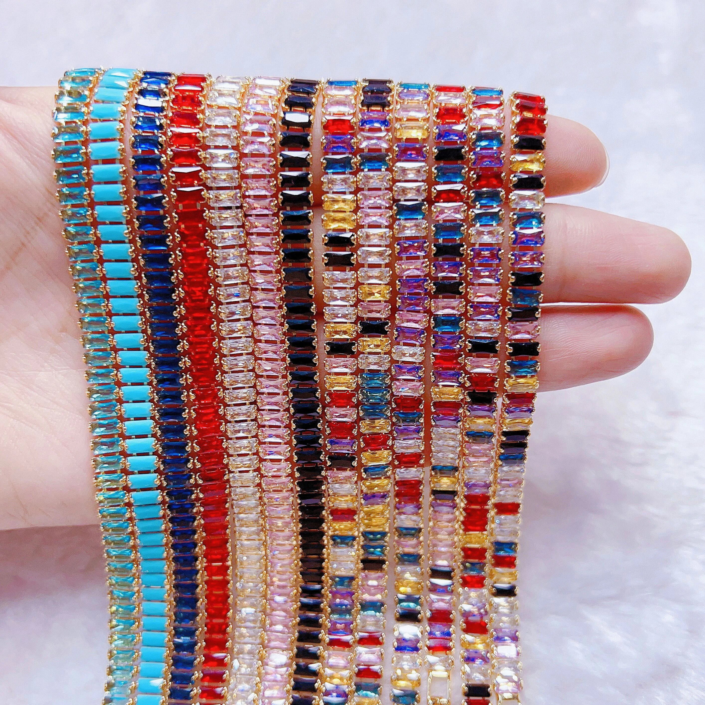 Nickel Free 6MM Colorful 18K Gold Tennis Bracelet Hip Hop Jewelry Men Moissanite Diamond Tennis Chain Bracelets