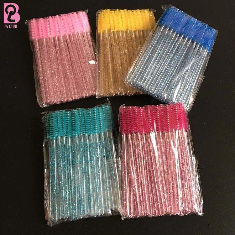 Beiqili 2500 PCS/Carton Disposable Eyelashes Brushes Crystal Shine Nylon Mascara Spoolie Wands Applicator Extensions De Cils