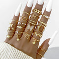 Hot Sell Openable 22Pcs/Sets Unique Finger Ring Sets Twisted Heart Butterfly Ring Sets for Girls