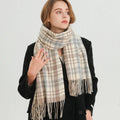 New Winter Plaid Faux Cashmere Scarf Fashionable Warm Women's Pashmina Scarf Shawl