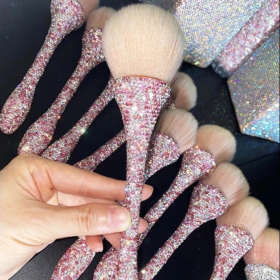 Rose Golden Glitter Handle Single Crystal Diamond Rhinestone Bling Foundation Brush Makeup Brushes