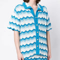 Custom Men's Summer Fashion Top Knitwear T-Shirt Wavy Gradient Logo Crochet for Polo Striped Pattern Hollow Mesh Knitted Clothin