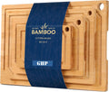Large Bamboo Cutting Board Set with Juice Groove Wood 4 Pieces Chopping Board Kitchen Thick Butcher Block Cutting Block Board