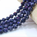 Fashion Design Jewelry Making Beads Faceted Blue Gold Sandstone Diamond Cutting Beads 15.5"