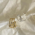 Temperament 925 Sterling Silver Moon Star Ring 18k Gold Plated Layer Dainty Ring for Women