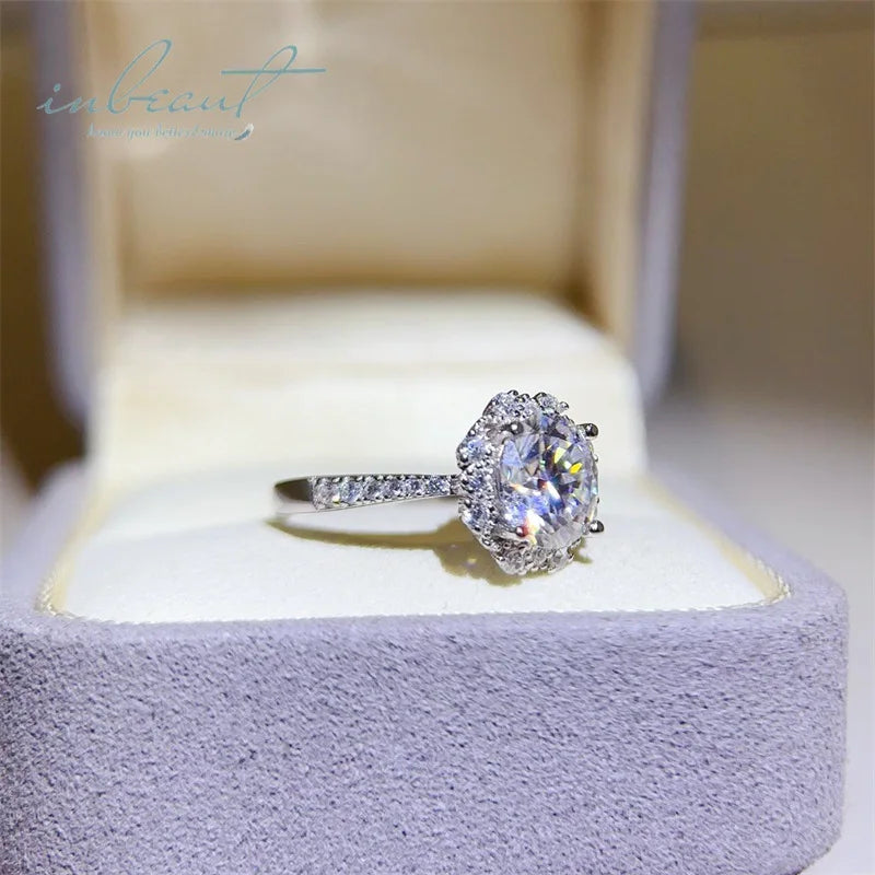 New Arrival Silver 925 Original 2 Carat Brilliant Cut Diamond Test Past D Color Moissanite Blossom Ring for Women Fine Jewelry