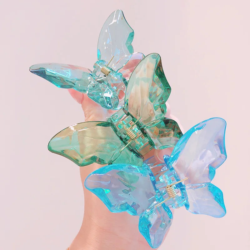 New Design Acrylic Butterfly Large SIZE Transparent Hair Claw Clips